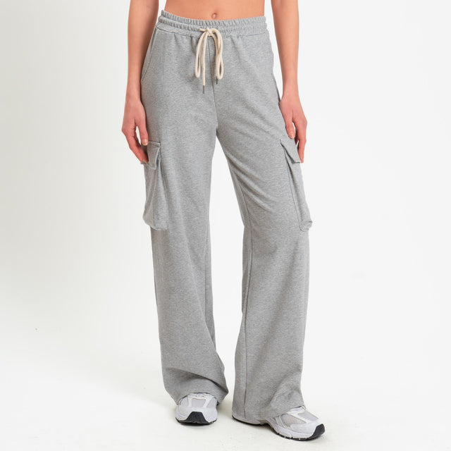 Zeroassoluto-Pantalone felpa light cargo - grigio melange