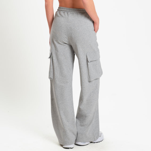 Zeroassoluto-Pantalone felpa light cargo - grigio melange