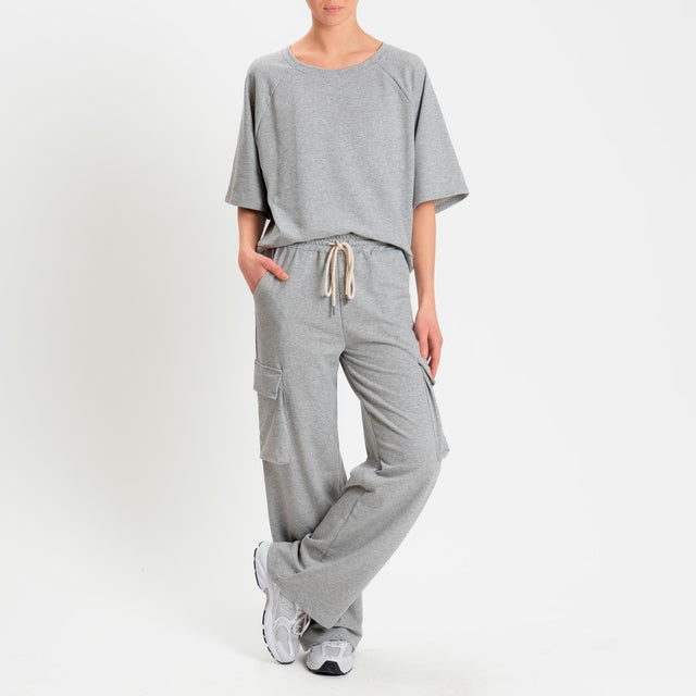 Zeroassoluto-Pantalone felpa light cargo - grigio melange