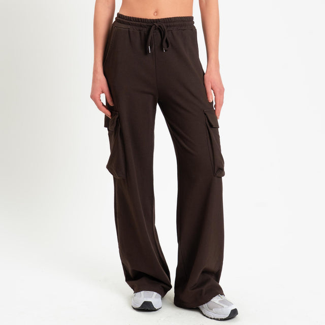 Zeroassoluto-Pantalone felpa light cargo - moro