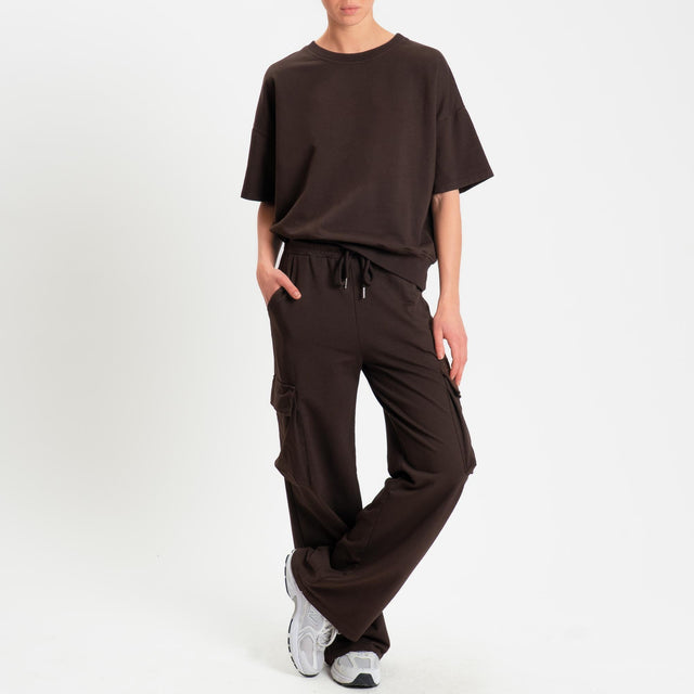Zeroassoluto-Pantalone felpa light cargo - moro
