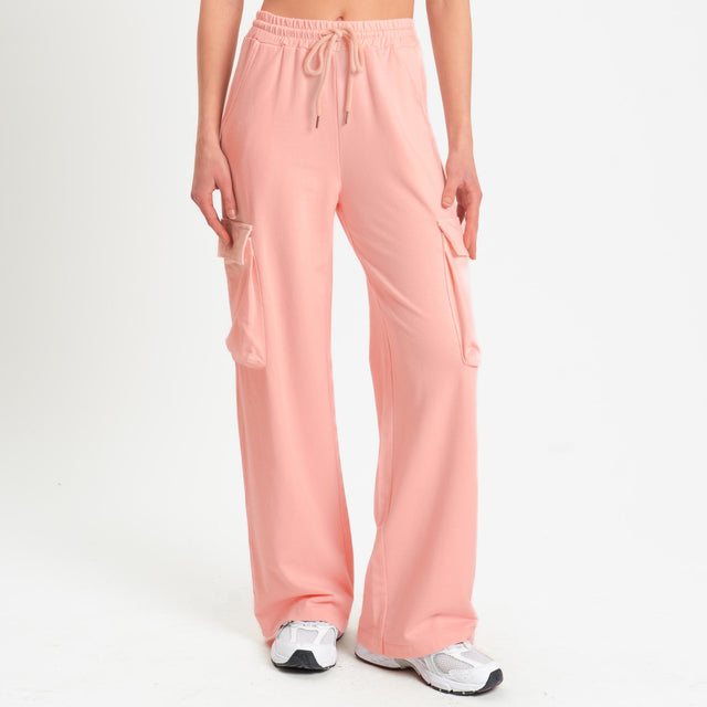Zeroassoluto-Pantalone felpa light cargo - pink
