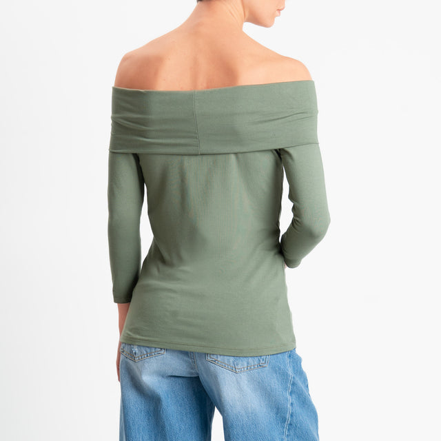 Zeroassoluto-T-shirt collo shiffer in jersey elasticizzato - militare