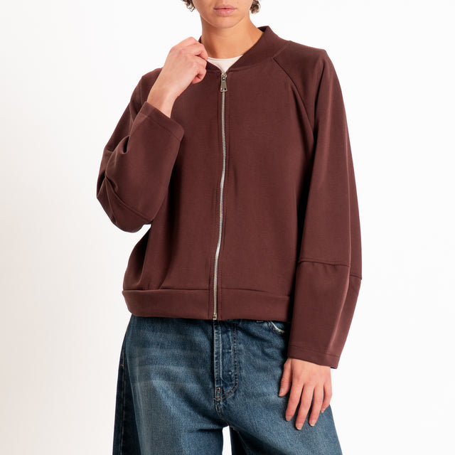 Zeroassoluto-Felpa scuba soft con zip - dusty rose