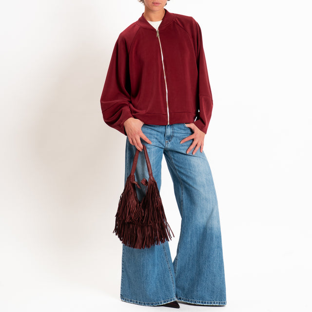 Zeroassoluto-Felpa scuba soft con zip - marsala