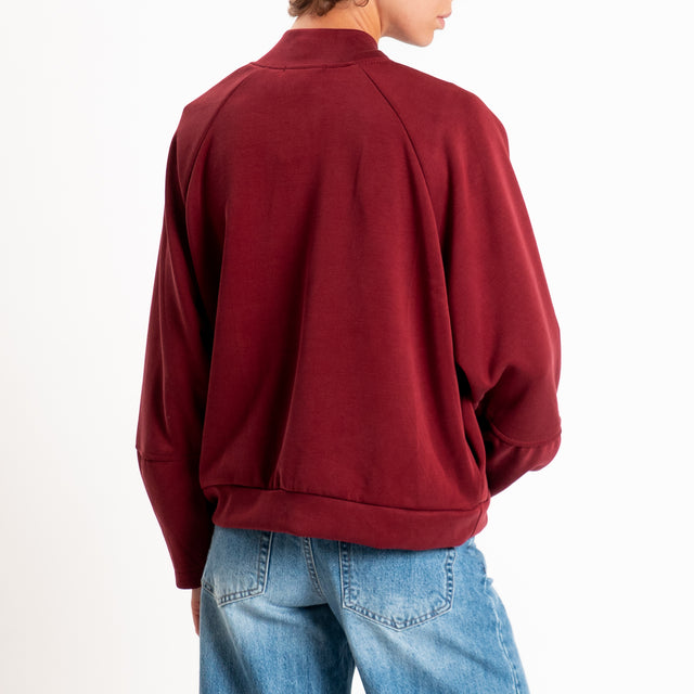 Zeroassoluto-Felpa scuba soft con zip - marsala