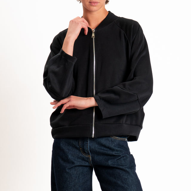 Zeroassoluto-Felpa scuba soft con zip - nero