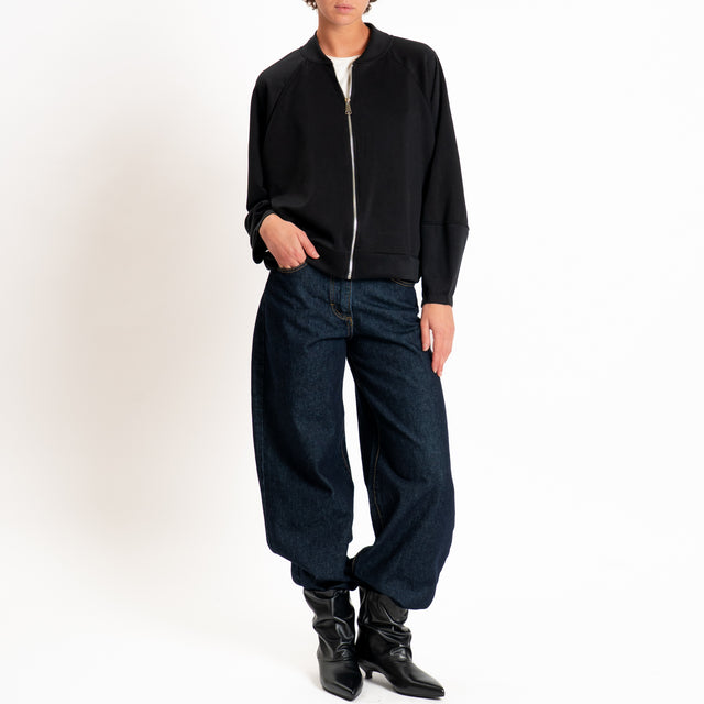 Zeroassoluto-Felpa scuba soft con zip - nero