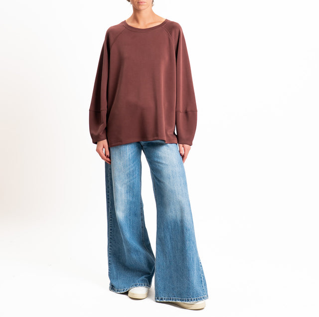 Zeroassoluto-Felpa scuba soft girocollo - dusty rose