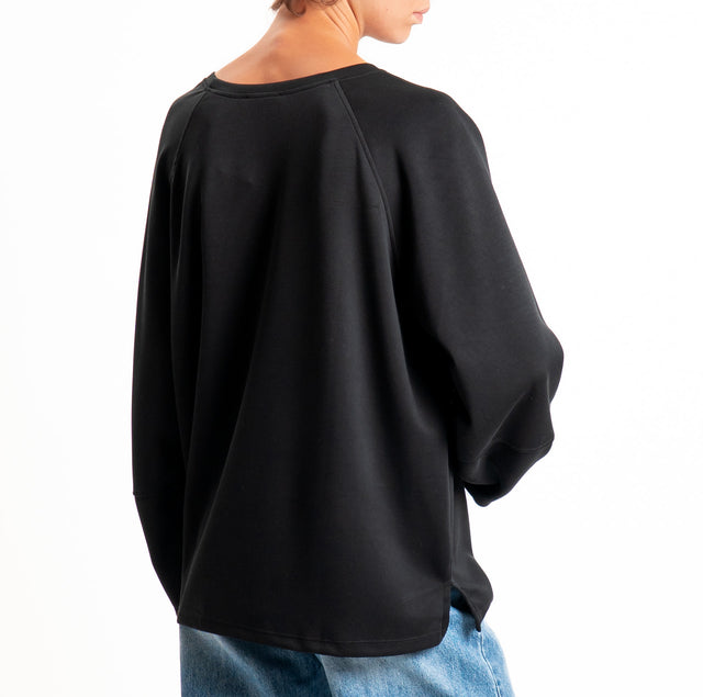 Zeroassoluto-Felpa scuba soft girocollo - nero