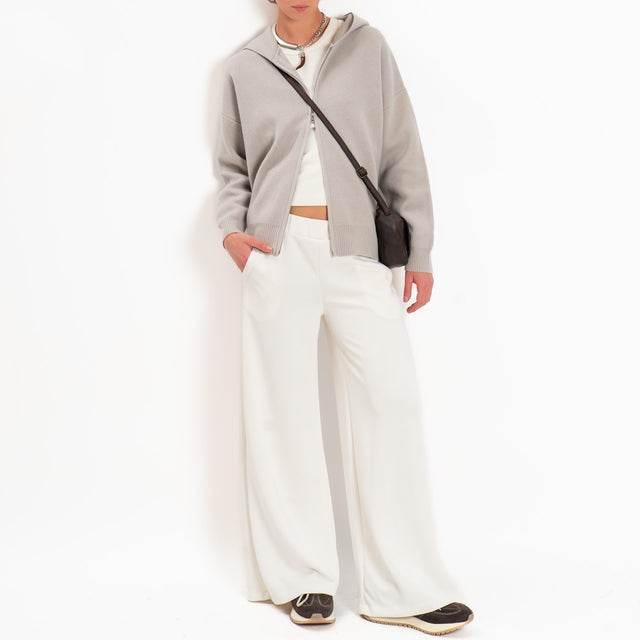 Zeroassoluto-Pantalone scuba soft wide leg - burro
