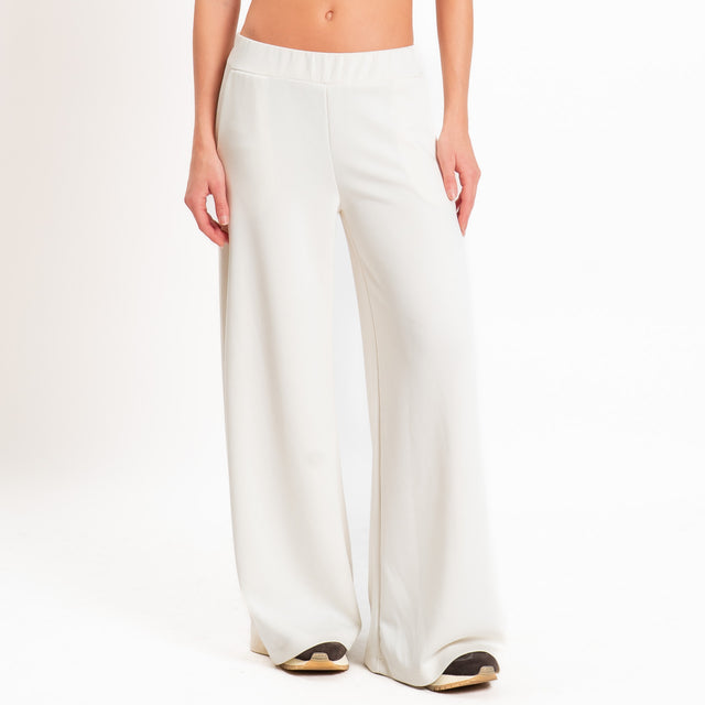 Zeroassoluto-Pantalone scuba soft wide leg - burro