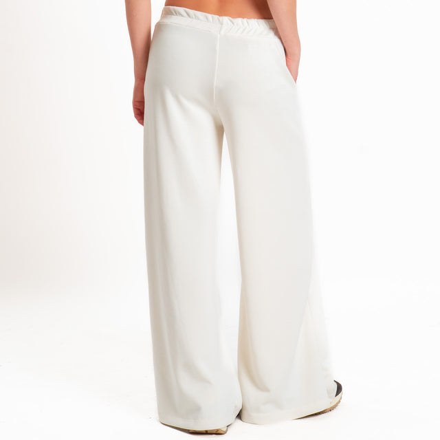 Zeroassoluto-Pantalone scuba soft wide leg - burro