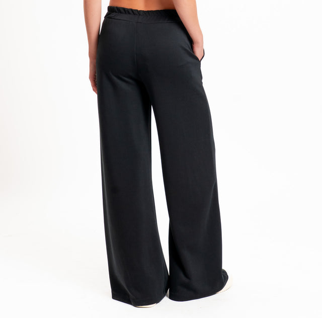 Zeroassoluto-Pantalone scuba soft wide leg - nero