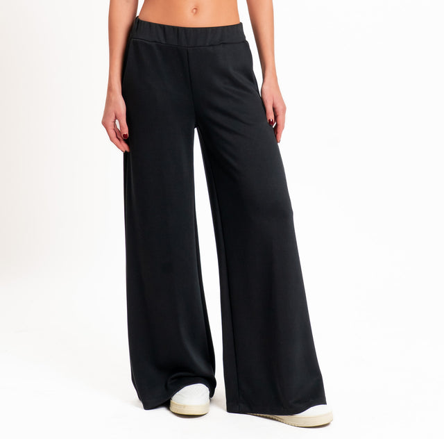 Zeroassoluto-Pantalone scuba soft wide leg - nero