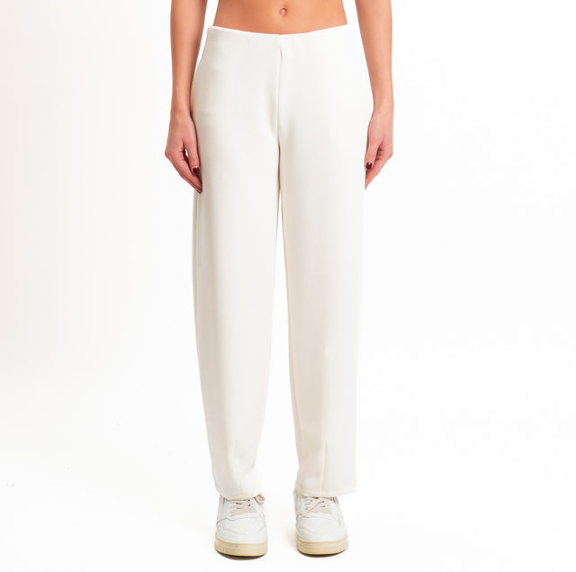 Zeroassoluto-Pantalone scuba soft elastico in vita - burro
