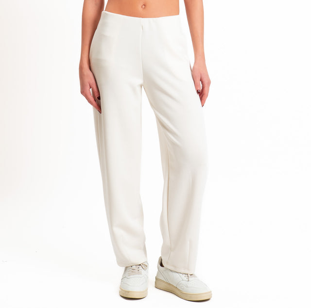 Zeroassoluto-Pantalone scuba soft elastico in vita - burro