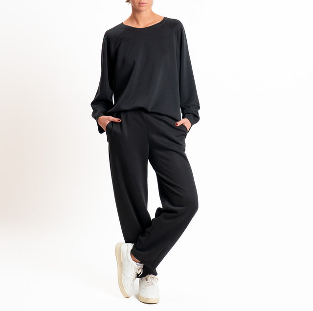 Zeroassoluto-Pantalone scuba soft elastico in vita - nero