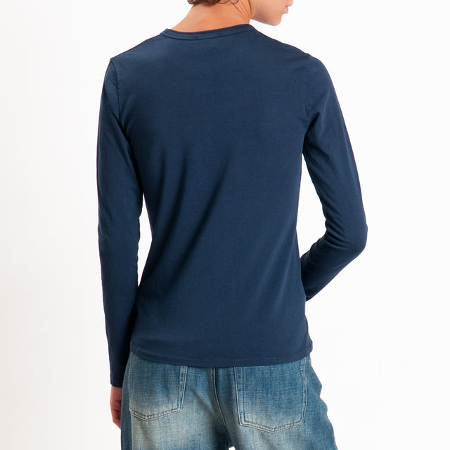 Zeroassoluto-T-shirt serafino elasticizzata- blu