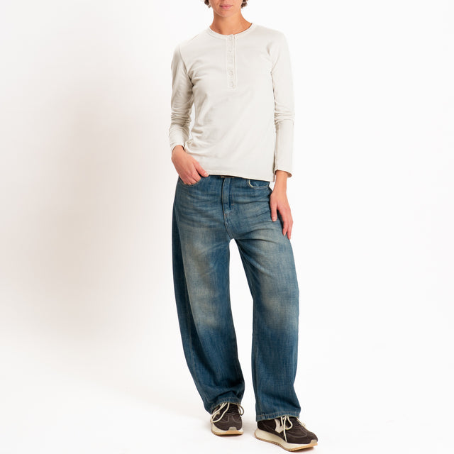 Zeroassoluto-T-shirt serafino elasticizzata - burro