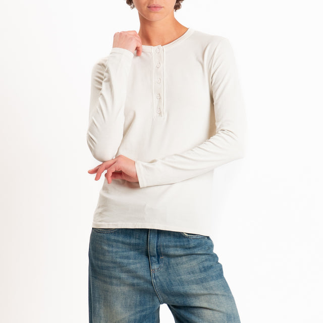 Zeroassoluto-T-shirt serafino elasticizzata - burro