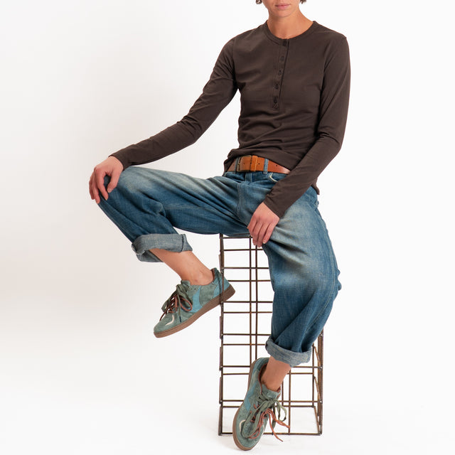 Zeroassoluto-T-shirt serafino elasticizzata - choco