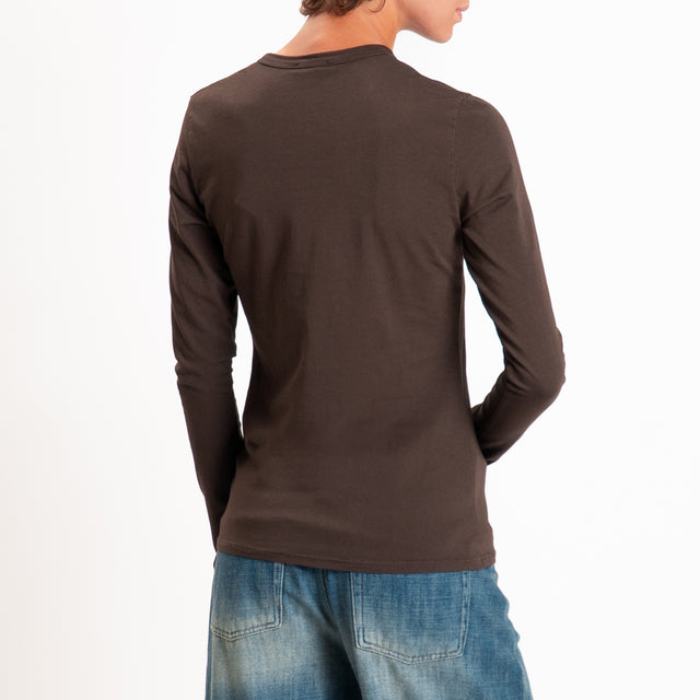 Zeroassoluto-T-shirt serafino elasticizzata - choco