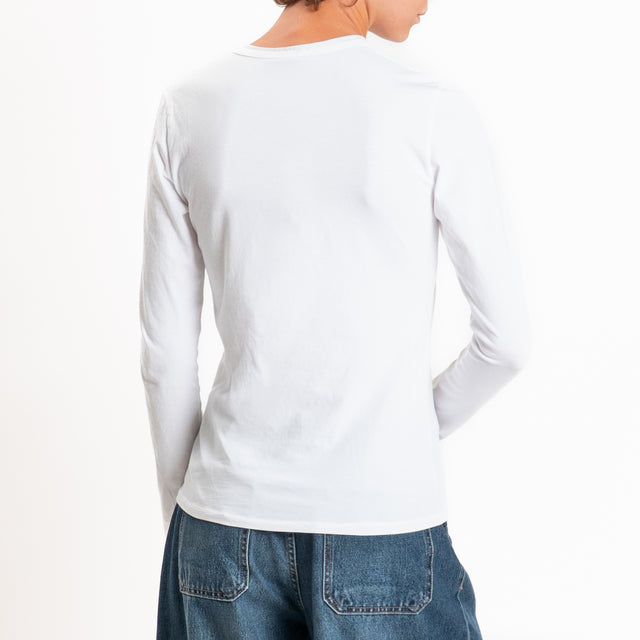 Zeroassoluto-T-shirt serafino elasticizzata - bianco
