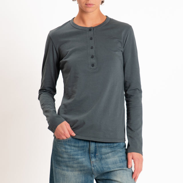 Zeroassoluto-T-shirt serafino elasticizzata - piombo
