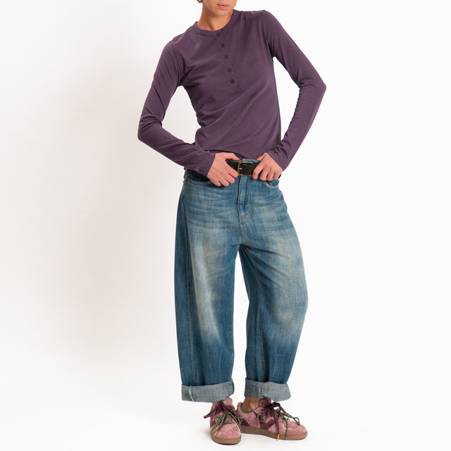 Zeroassoluto-T-shirt serafino elasticizzata - uva