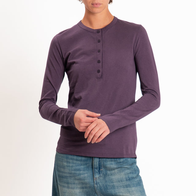 Zeroassoluto-T-shirt serafino elasticizzata - uva