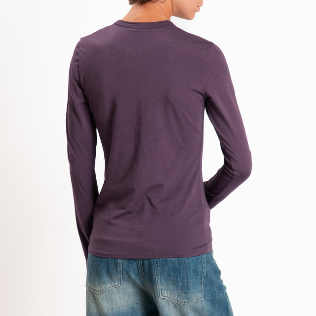 Zeroassoluto-T-shirt serafino elasticizzata - uva