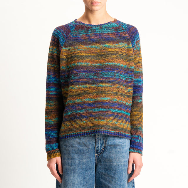 Zeroassoluto-Maglia scatola girocollo multicolor - ottanio
