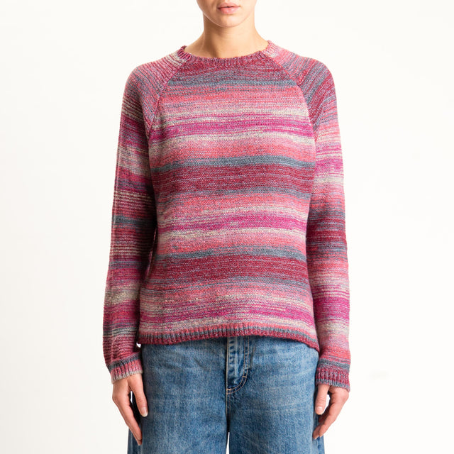 Zeroassoluto-Maglia scatola girocollo multicolor - rosa