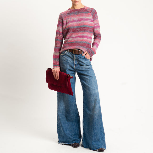 Zeroassoluto-Maglia scatola girocollo multicolor - rosa