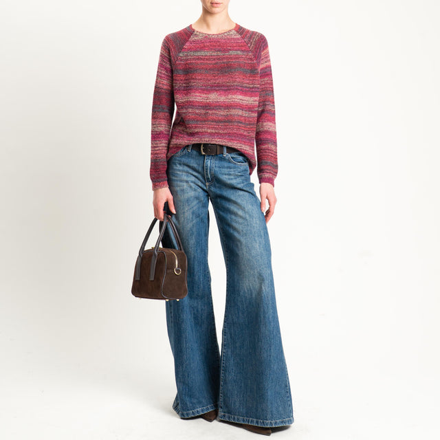 Zeroassoluto-Maglia scatola girocollo multicolor - rosa