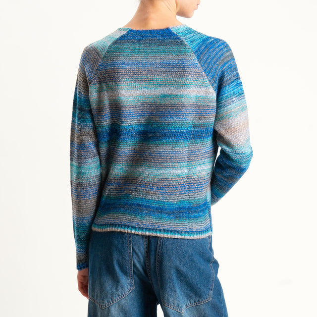 Zeroassoluto-Maglia scatola girocollo multicolor - turchese