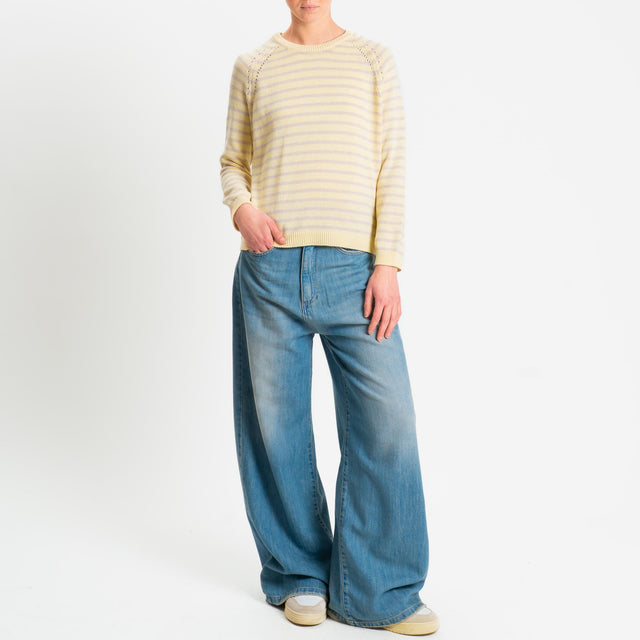 Zeroassoluto-Maglia righe calatura spalle - yellow/sand