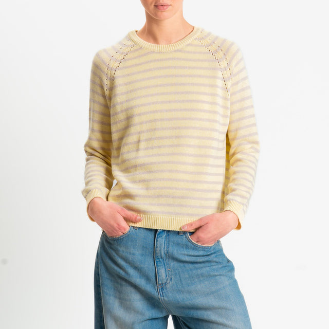 Zeroassoluto-Maglia righe calatura spalle - yellow/sand