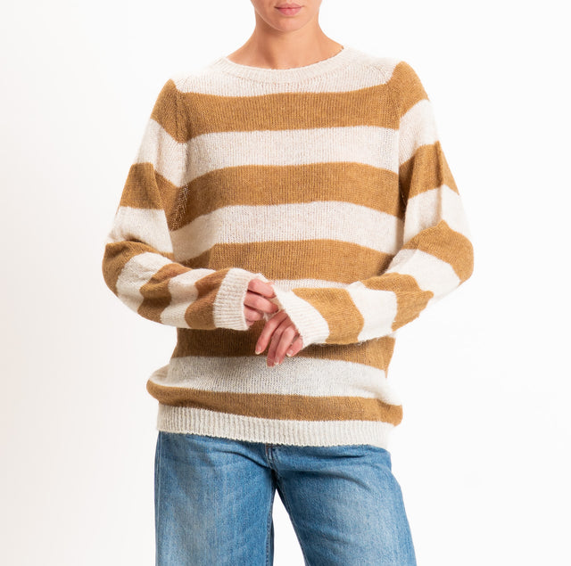 Zeroassoluto - Mixed alpaca striped sweater - butter/camel