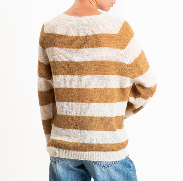 Zeroassoluto - Mixed alpaca striped sweater - butter/camel