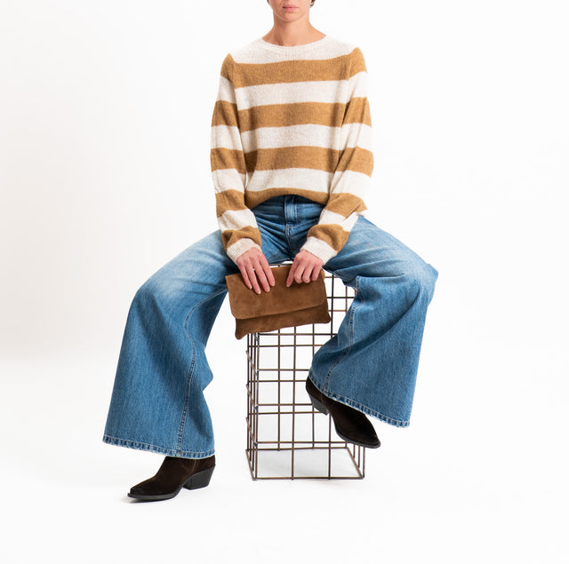 Zeroassoluto - Mixed alpaca striped sweater - butter/camel