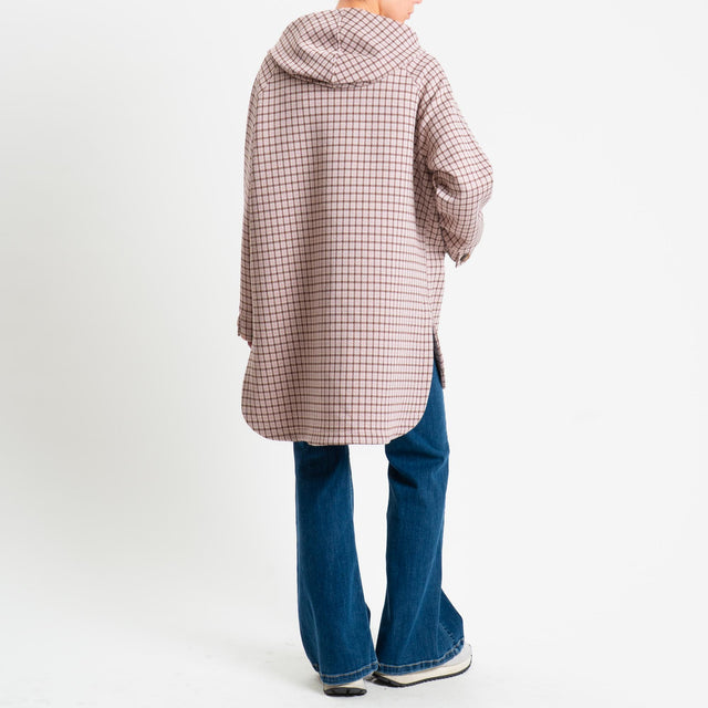 Zeroassoluto-Cappotto pied de poule neoprene - rosa/cuoio/burro