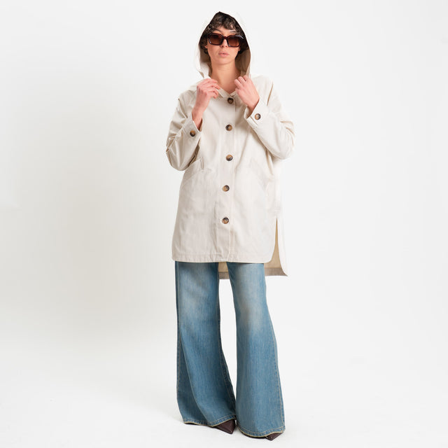 Zeroassoluto-Trench spacchi laterali con cappuccio - burro