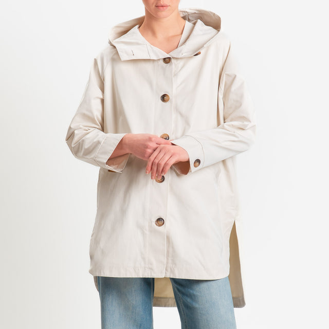 Zeroassoluto-Trench spacchi laterali con cappuccio - burro