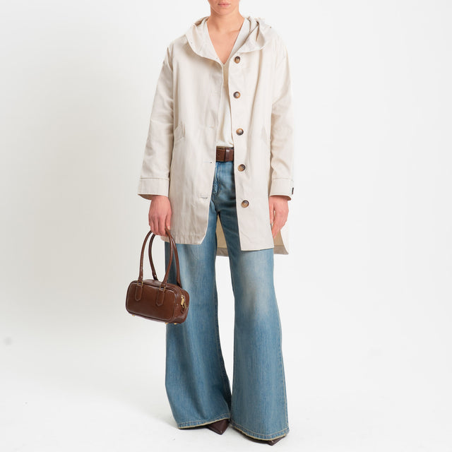 Zeroassoluto-Trench spacchi laterali con cappuccio - burro