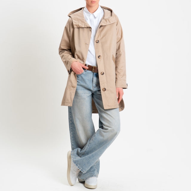 Zeroassoluto-Trench spacchi laterali con cappuccio - coloniale