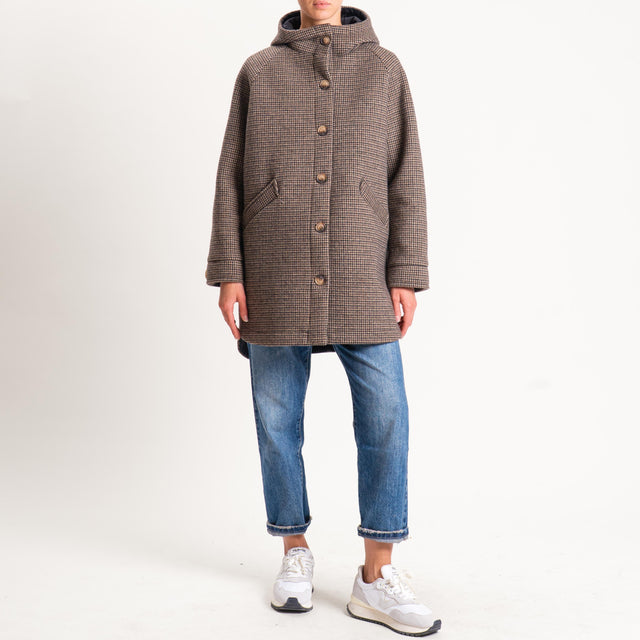 Zeroassoluto-Cappotto pied de poule neoprene - moro/sand/nero