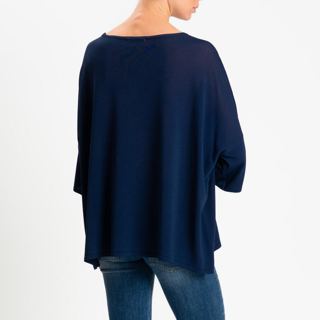 Zeroassoluto-Maglia over scollo barca manica 3/4 - blu