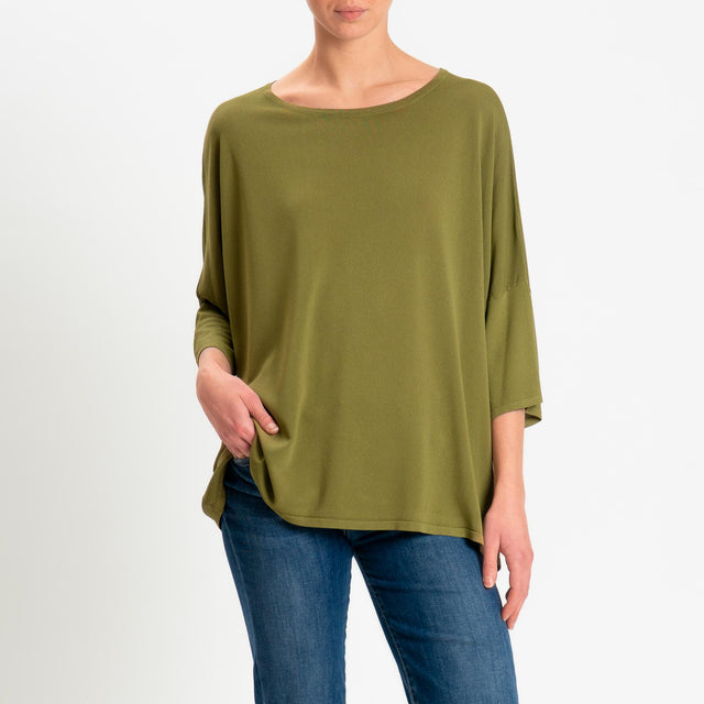 Zeroassoluto-Maglia over scollo barca manica 3/4 - olio